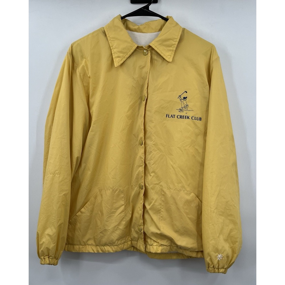 Vintage Uniroyal Golf Royal Jacket Flat Creek Club Graphic Yellow Size Large